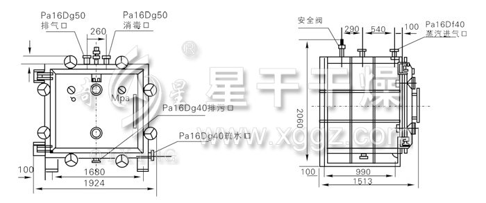 方形靜態(tài)真空干燥機(jī)結(jié)構(gòu)示意圖 方形靜態(tài)真空干燥機(jī)結(jié)構(gòu)示意圖